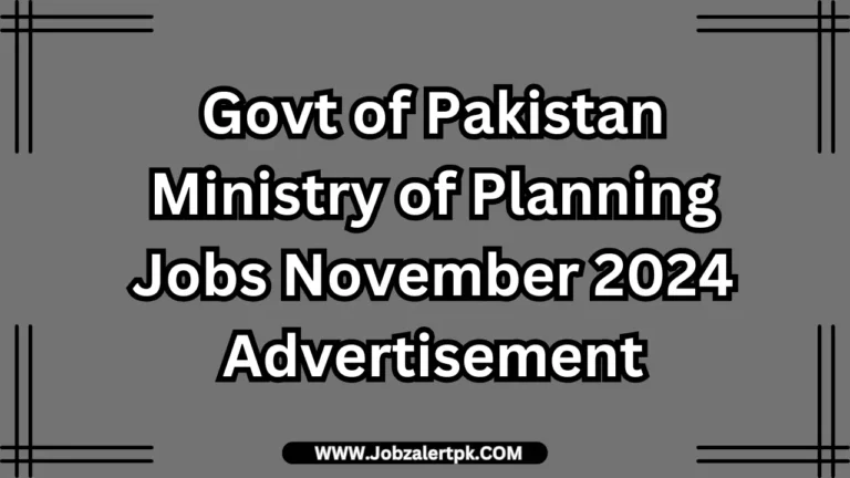 Govt of Pakistan Ministry of Planning Jobs November 2024 Advertisement